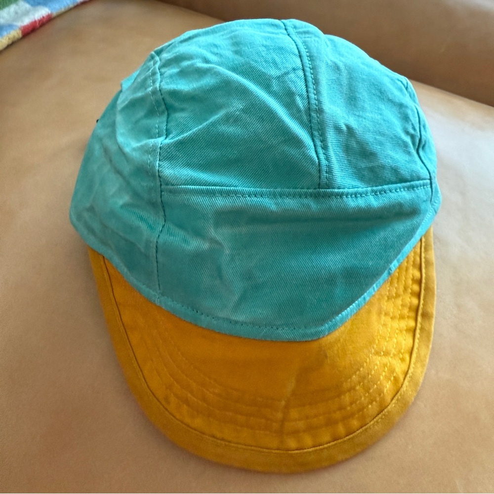 Two-Tone Waxed Canvas Teal and Yellow 5-panel cap